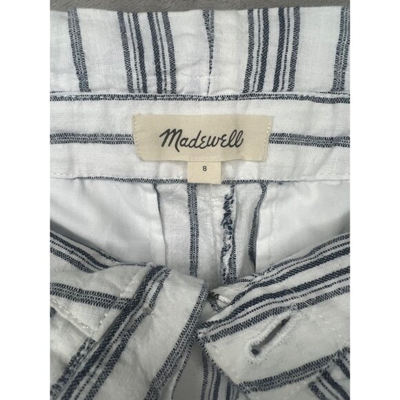Madewell Linen Cotton Striped Paperbag Pants With Belted Waist Size S - Picture 11 of 15